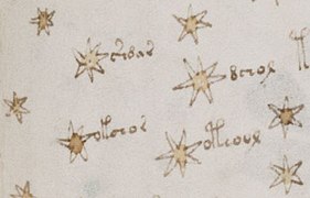 Estrellas con sus respectivas etiquetas en el f68r2