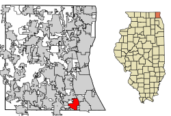 Location of Riverwoods in Lake County, Illinois.