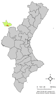 Localização do município de Casas Altas na Comunidade Valenciana