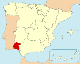 Ligging van Huelva in Spanje