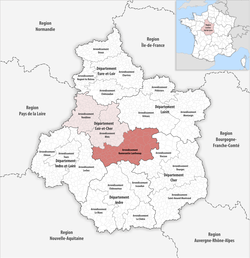 Romorantin-Lanthenay arrondissementinin Merkez-Val de Loire'daki konumu
