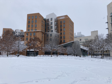 雪中的麻省理工學院史塔特科技中心