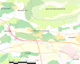 Mapa obce Châteauneuf-le-Rouge