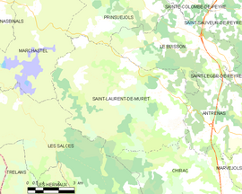 Mapa obce Saint-Laurent-de-Muret