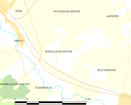 Mapa obce Boinville-en-Woëvre