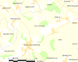 Mapa obce Tilly-Capelle
