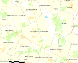 Mapa obce Clussais-la-Pommeraie