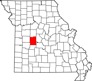 Map of Missouri highlighting Benton County