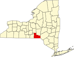 map of New York highlighting Broome County