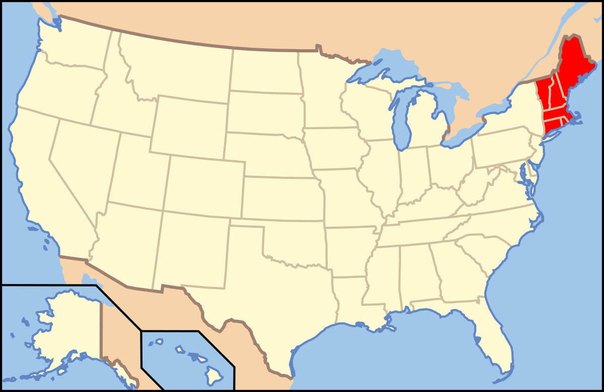 New England On Map Of Usa File:Map of USA New England.svg   Wikimedia Commons