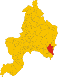 Locatie van Castiadas in Zuid-Sardinië (SU)