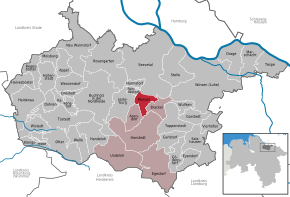 Poziția Marxen pe harta districtului Harburg