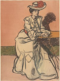 Maxime Dethomas - An Elegant Parisiènne Seated in a Café (c.1895).jpg