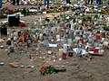 Memorials to Queen Elizabeth II in Green Park in 2022.