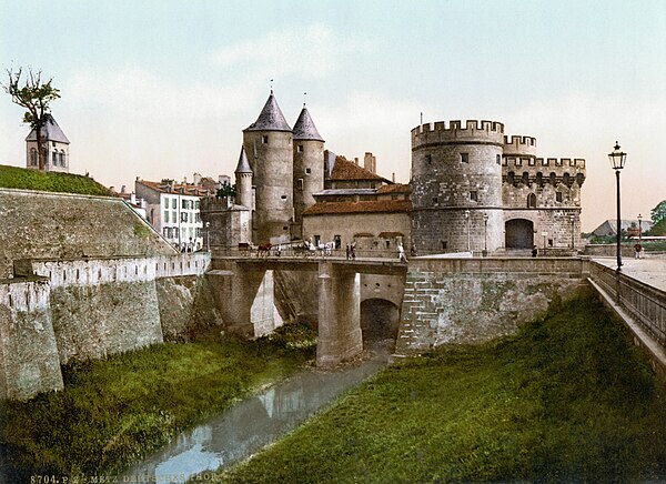 Peinture de la Porte des Allemands de Metz, v. 1900.
