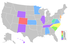 Map showing placements by state Miss Teen USA 2007 results map.png