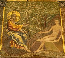 Mosaici del battistero, genesi 02 creazione di Adamo.jpg