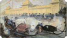 So stellte man sich 1914 das Jahr 2259 vor: mit Aerosani (mit Zugpropellern) auf den Straßen von Moskau – vor dem Weißrussischen Bahnhof