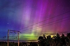 Multicolored aurora borealis over Brastad