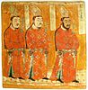 Uyghur Princes wearing Chinese-styled robes and headgear.