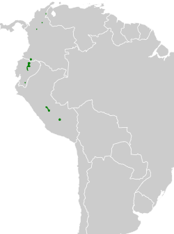 Distribución geográfica del fiofío submontano.