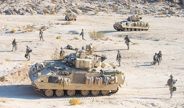 Infantry of 116th Cavalry Brigade Combat Team (CBCT) train at the National Training Center, Fort Irwin (click to enlarge)