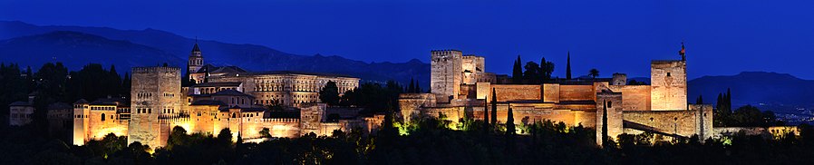Night view of Alhambra from Mirador de San Nicolas