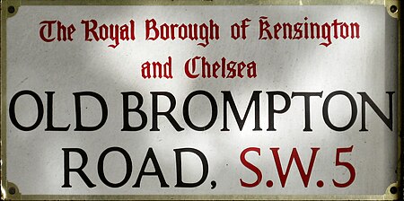 Old Brompton Road sign