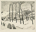 Emil Orlik: Winter in Oslawan. Radierung auf Velin. 32 x 35,8 cm (Plattenrand), signiert, 1915