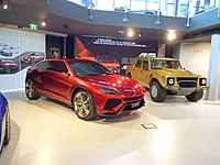 Lamborghini Urus Concept alongside the Lamborghini LM002