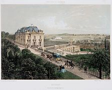 Meudon, vue prise de la terrasse supérieure. « Paris dans sa splendeur ». Chapuis del.