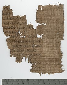 Papyrus 124 contains a fragment of 2 Corinthians (6th century AD) POxy v0072 n4845 a 01 hiresp124.jpg