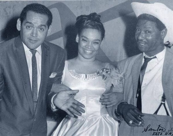 Moré (right) with La Lupe and Pacho Alonso, c. 1959. All three were signed to the RCA Victor subsidiary Discuba.