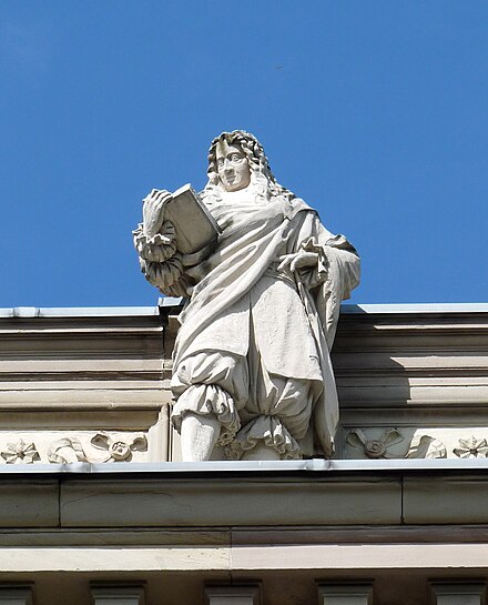 Statue of Pufendorf on the Palais Universitaire, Strasbourg, France.