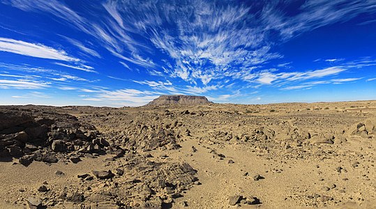 Panorama sky and earth Algerian desert. Photographer: Bouslah Lotfi