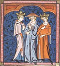 Миниатюра для Файл:Peter of Capua mediating between Philip Augustus and Richard I of England, from Chroniques de France ou de St Denis, 14th century (22702900162).jpg