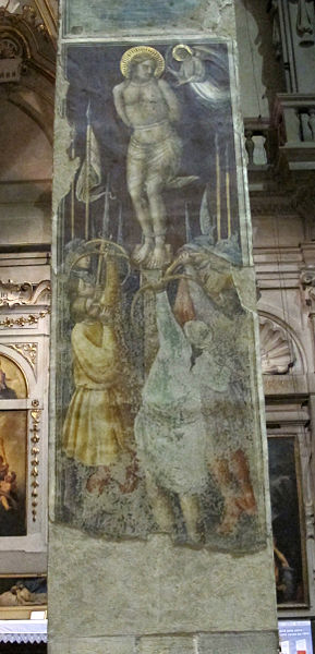 File:Pilastro con affreschi di martiotto di nardo, s. sebastiano.JPG
