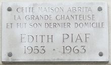 Plaque Édith Piaf, 67 boulevard Lannes, Paris 16.jpg