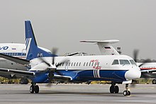 Un Saab 2000 de Polet Airlines à l'aéroport de Moscou-Domodedovo