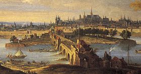 Tourelles Bridge představovaný malířem Jean-Baptiste Martinem, 1690