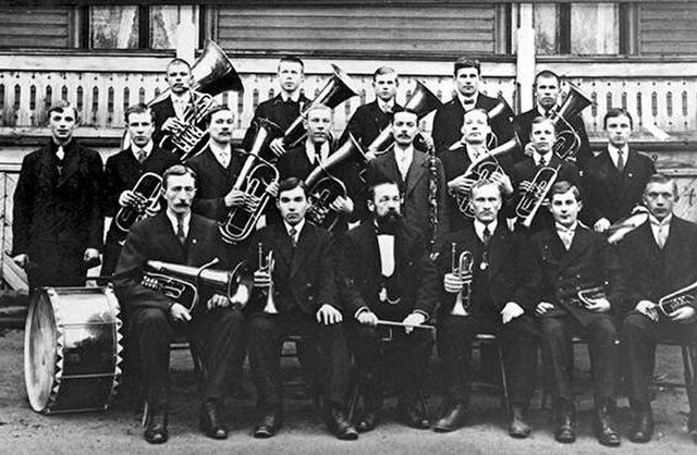 Pori Worker's Society Brass Band in the 1920s in Pori, Finland
