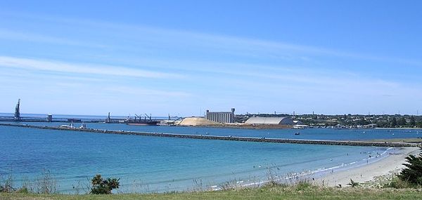 Nuns Beach, the breakwater and harbour