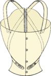 An example of a training corset. It has long, stiff shoulder straps which raise the lower ribs RFpatent406377 1909.gif