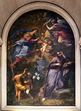 Jungfru Maria uppenbarar sig för den helige Robert av Molesmes mor, Santa Croce in Gerusalemme.