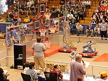 Two robots scoring baskets simultaneously Rebound Rumble scoring.jpg