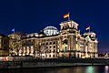 * Nomination The Reichstag building in Berlin during the blue hour as seen from east. --Code 04:23, 11 April 2017 (UTC) * Promotion Good quality. -- Johann Jaritz 05:27, 11 April 2017 (UTC)