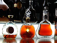 Cognac, one of two regional famous brandies with Armagnac. Remy Martin XO - Louis XIII - Hennessy Paradis.jpg