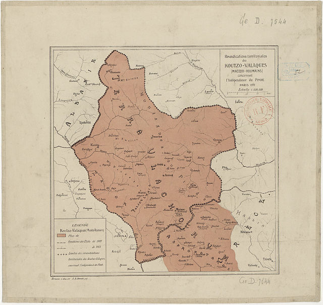 Carte présentée à la Conférence de la paix par la délégation aroumaine.