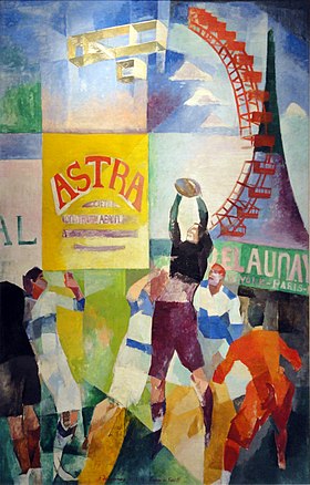 Cardiffský tým, Robert Delaunay, malba, která byla vystavena v Nezávislém salonu 1913.