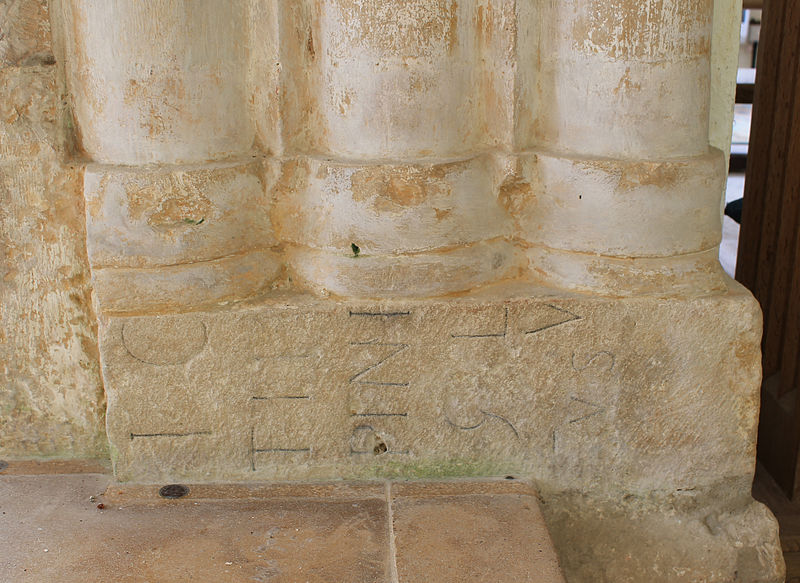 File:Roman altar stone, Godmanstone church.jpg